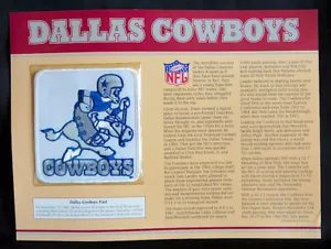 DALLAS COWBOYS ~ Willabee & Ward NFL GOLDEN AGE FOOTBALL PATCH & INFO STAT CARD - Picture 1 of 2
