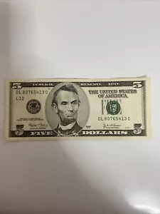 Complete Broken Ladder $5 Dollar Bill Fancy Serial Number 1 To 8#80765413 - Picture 1 of 7