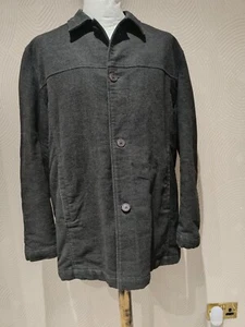 Next Men's Moleskin Style Insulated Smart Jacket Overcoat Black Size Large - Picture 1 of 11