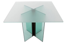 Own a Piece of Cinema: Unique Square Glass Table with Cinematic Green Tint Base