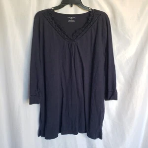 Talbots Womens 2X Navy Blue 100% Cotton 3/4 length Sleeve Tunic - Picture 1 of 8