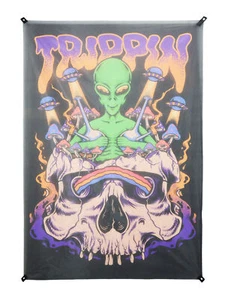 PSYWORK Schwarzlicht Mesh Banner Neon Trippin Alien 1,50x2,25m Druck Bild - Bild 1 von 6
