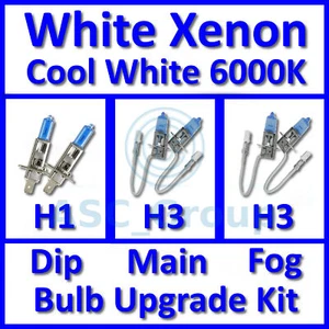 Cool White 6000K Xenon Headlight Bulb Set Main Dip Fog H1 H3 H3 Kit - Picture 1 of 1
