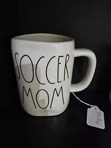 Rae Dunn "SOCCER MOM" Mug White Farmhouse Coffee Cup Artisan Collection Magenta - Picture 1 of 1