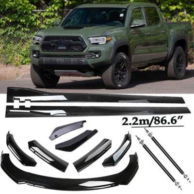 For Toyota tacoma Front Bumper Spoiler Body Kit / Side Skirt/Strut Glossy Black - Imagem 1 de 4
