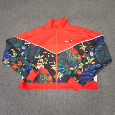 nike Jacket Women XLARGE red floral hyper femme cropped track sports Size XL - Image 1 of 4