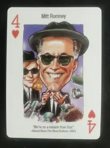 2008 Politicards Playing Card Red Back Mitt Romney 4 Hearts - Picture 1 of 2