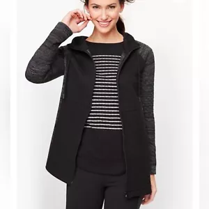 T BY TALBOTS DONNA GIACCA TRAPUNTATA JACQUARD CON CAPPUCCIO FELPA NERA GRANDE USATA IN OTTIME CONDIZIONI! - Foto 1 di 11