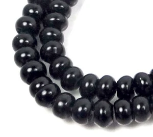 Cuentas rondelle de ágata de ónix negro natural de 6x3 mm (46 piezas) - Imagen 1 de 3