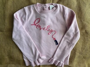 Janie and Jack Pre-Owned Long Sleeve Pink Combed Cotton Sweater Lipstick Lovely - Picture 1 of 8
