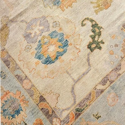 10x14 Muted Oushak Hand Knotted Area Rug Wool Cream Carpet for Living Room - Image 1 of 4
