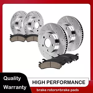 Front Rear Drilled Slotted Rotors + Brake Pads for Subaru Legacy Outback Impreza - Picture 1 of 6