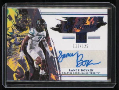 Lance Boykin 2023 Panini Chronicles #CC-LBO Impeccable Canvas Auto Blue /125 - Image 1 of 2