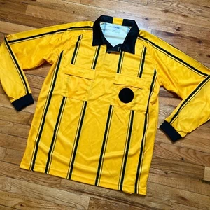 Fußball Schiedsrichter Langarmshirt gestreift gelb Polo Polyester Größe M - Bild 1 von 7