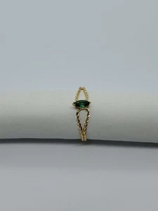 14k Sólid Yellow Gold Ring With Marquise Emerald Stones - Perfect Any Occassion - Picture 1 of 5
