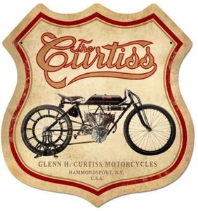 Letrero de metal vintage para motocicleta Glenn H. Curtiss HOMBRE CUEVA GARAJE CARROCERÍA FRC075 - Imagen 1 de 1