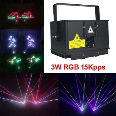 3W 15K RGB animation laser light ILDA sound AUTO DMX DJ stage full color 3000mW - Image 1 of 4