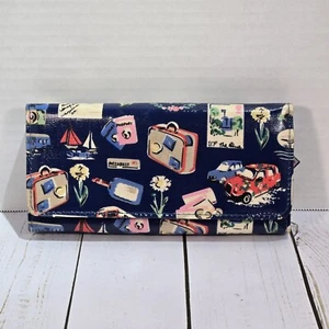 Kelly And Kate Wallet Travel Themed Blue Faux Leather 7.5" - Picture 1 of 11