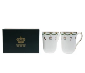 Set of 2 Royal Copenhagen Star Fluted Mugs Christmas Excellent With Box - Picture 1 of 8