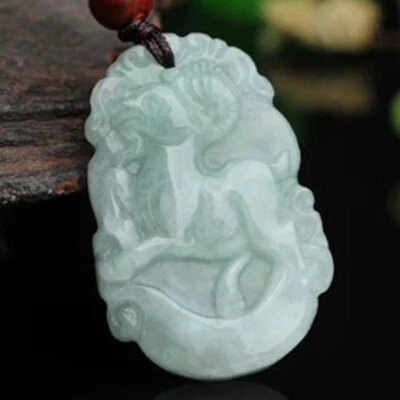 Natural Genuine Green A Jade Jadeite China Style Sheep Pendant 生肖羊 Foto 1 de 4