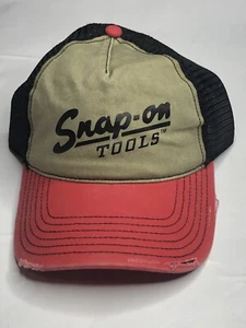 Snap On Tools Trucker Hat Black Snapback Mesh Cap Distressed Retro New!!! - Picture 1 of 5