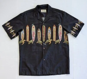 Royal Hawaiian Creations Longboards Sea Turtles Short Sleeve Black Shirt Medium - Picture 1 of 8
