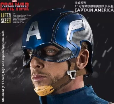 in Stock Marvel Captain America Helmet 1/1 Wearable Mask Collection Cosplay Prop - Image 1 of 4