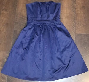 David's Bridal Dress Strapless Knee Length Blue Cotton Size 4 - Picture 1 of 5
