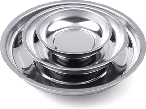3-Piece Magnetic Tray Set 3 4 6 Inch Stainless Steel Round Parts Tray Mechanic - Picture 1 of 11