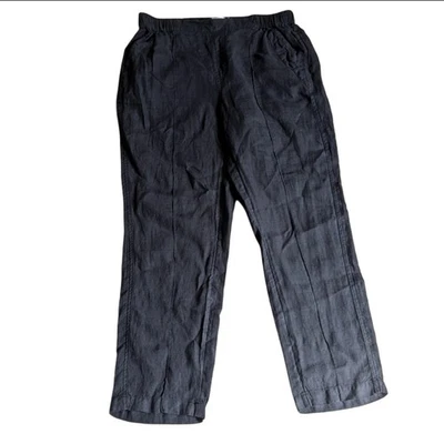 Nicole Miller 100% Linen Black Lightweight Straight Leg Cropped Beach Pants - Image 1 of 3