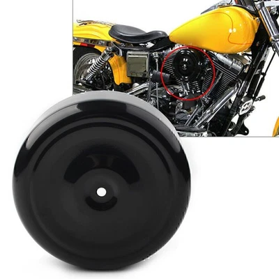 Black Motorcycle 7" Bobbed Style Air Cleaner Cover Plain for Harley Softail Dyna - image 1 of 4