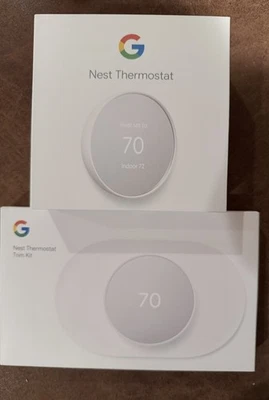 Google Nest Smart Thermostat - Snow - GA01334-US - Includes Trim Kit - NEW! - Image 1 of 2