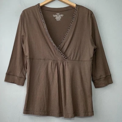 Camiseta Tejida Babydoll Y2K Mori Kei Talla Mediana Oliva Algodón Orgánico Bosque Hada Foto 1 de 4