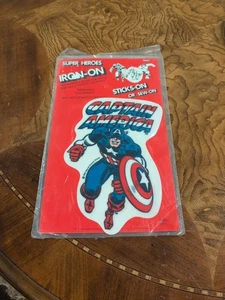 Parche Iron-On 1980 Super Heroes Capitán América 8" casi nuevo en tarjeta original - Imagen 1 de 2