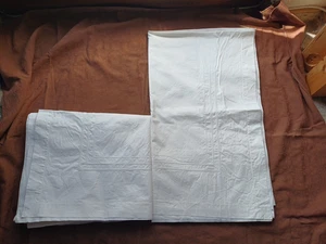 2 Überschlaglaken Baumwolle breiter Saum - Stickerei - Vintage - guter Zustand - Bild 1 von 7