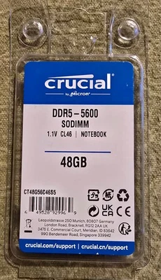 Crucial - 48 GB - DDR5 RAM - 5600 Mhz - SODIMM - CT48G56C46S5 - Notebook - Bild 1 von 2