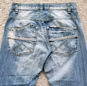 Pantalones de mezclilla James Jones de colección para hombre 33x30 azul desgastado holgados hip-hop patinador Y2K - Imagen 1 de 18