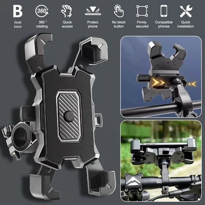 Instalar Soporte de Teléfono Móvil Rotación 360° a Prueba de Golpes para Moto Bicicleta Bicicleta Foto 1 de 4