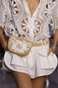 Bolso Cinturón Zimmermann Whitewave Luna de Miel Bordado Rafia Nuevo sin Etiquetas - Imagen 1 de 21