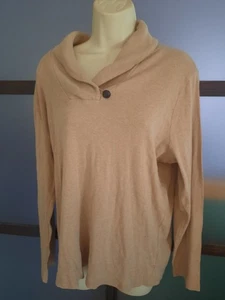 Ralph Lauren Shiet Top Shawl Collar Knit Tan Cotton Size 2X - Picture 1 of 4