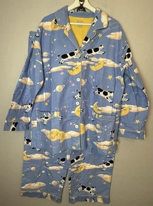 NICK & NORA Vintage Cow Jumped Over the Moon Pajama Set Top & Pants XXL - Picture 1 of 6