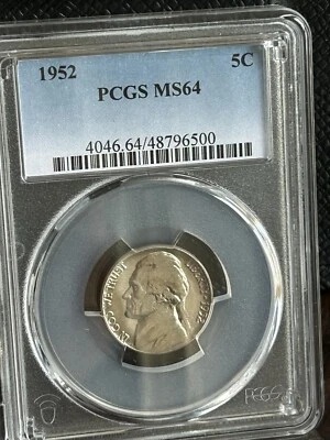 1952-S Jefferson Nickel graded MS64 by PCGS.beautiful Coin,private Collection, - Image 1 of 4