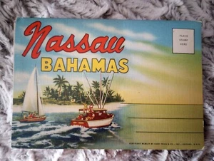 Vintage 1950s Nassau Bahamas Fold Out Folder Postcard 16 Photos Complete EX COND - Picture 1 of 7