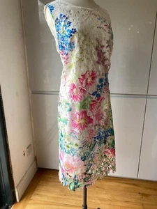 CASAMIA XL FLORAL LATICED LACEWORK DRESS WHITE MULTICOLOURED FLOWER BOUQUET - Picture 1 of 18
