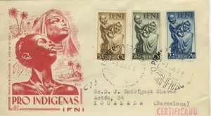Spanien, 1952 IFNI FDC Scott #B7-B9 mit schönem Farbgütesiegel - Bild 1 von 2