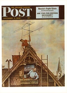 1949 NOV 5 First TV NORMAN ROCKWELL SATURDAY EVENING POST COVER ART PRINT - Picture 1 of 3