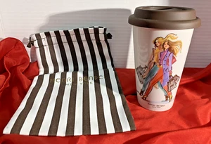 Henri Bendel NY Mädchen Einkaufen Keramik Reise Kaffeebecher/Tasse 10 Unzen eingestellt - Bild 1 von 9