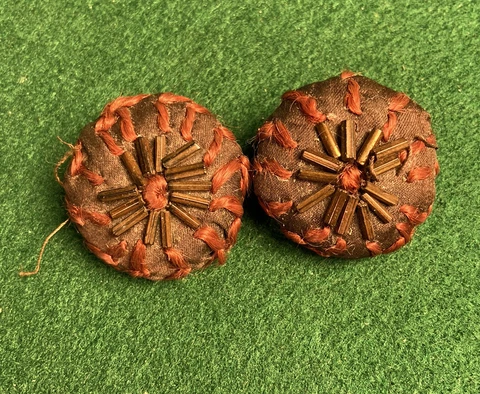 TWO ANTIQUE FABRIC W/ BEADS BUTTONS Cover