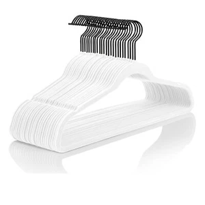Premium Velvet Hangers 50 Pack Heavy Duty - Non Slip Felt Hangers - White Vel... - Picture 1 of 9
