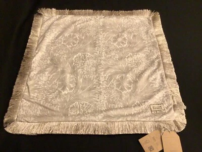 WILLIAM MORRIS Pillow Cover Only w/fringe 22” Marigold Taupe velvet NEW - Image 1 of 4